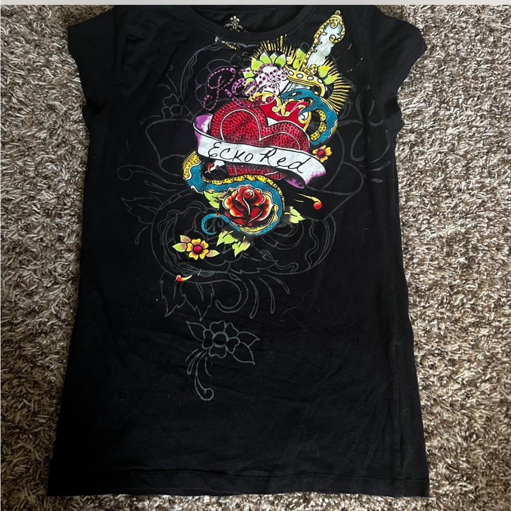 Ecko Unlimited Black Tee with Colorful Graphic